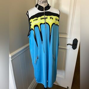 Jamie Sadock Black and Yellow Zip-Up Golf Dress with Shorts